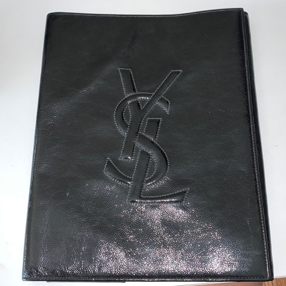 YSL iPad cover leather authentic black logo rare